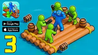 Zombie Raft - Gameplay Walkthrough Part 3 - The First ZOMBIE SHARK Attack! (iOS, Android)