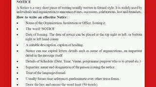 Notice writing / Tips / Format / Sample Question / Solution