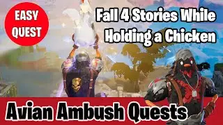 Fall 4 stories while holding a chicken in Fortnite Chapter 3 Season 4 Avian Ambush Quests