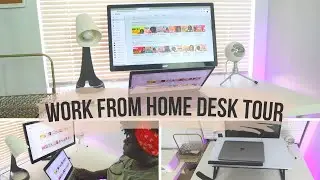 Work From Home DESK TOUR | DIY HOME OFFICE DESK SETUP  (+ DESK ESSENTIALS)