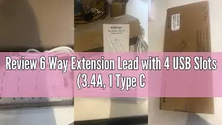 Review 6 Way Extension Lead with 4 USB Slots (3.4A, 1 Type C and 3 USB-A Ports) ,POWSAF Power Strip