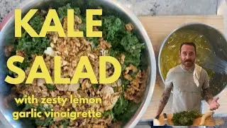 Delicious Kale Salad Recipe with Zesty Lemon Garlic Vinaigrette #kale