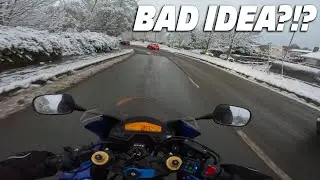 Riding A Sports bike In Snow...