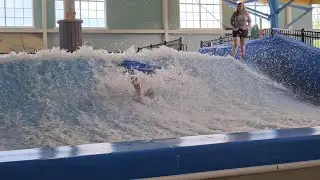 Nephew Jordon's first 3 wipeouts on Riptide Indoor Surfing at Breaker Bay in Sheboygan