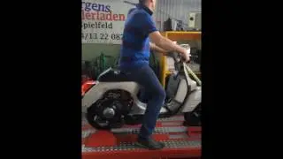 Vespa PX 200 Malossi 221 MHR, Drehschieber 27,8 PS / 28,3 NM, P4 Lauf,J&uuml;rgen`s Rollerladen 04 / 2016