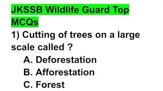 Wildlife Guard Top MCQs | By Rohani Sir | Expected Questions For JKSSB Wildlife Guard Exam 2026