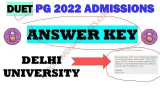 DUET 2022 PG ANSWER KEY RELEASED