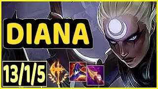 DIANA VS PANTHEON - 13/1/5 KDA JUNGLE GAMEPLAY EMERALD III