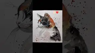 easy watercolour painting / cat watercolour painting #youtubeshorts #watercolorpainting #art #trend