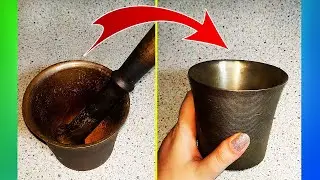 How to clean cast iron from rust. Pestle and mortar. Oddly Satisfying Video - Cleaning Edition #ASMR