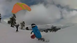 Speedflying Snowboarding in Vasilitsa, Greece