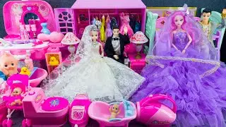 20 Minutes Satisfying Unboxing Royal Wedding Princess Furniture PlaySet, Barbie Doll Toys Review