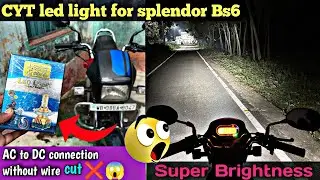 CYT led light for splendor Bs6 | Bike headlight AC to DC connection without wire cut ✅|