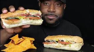 SUBWAYS NEW CHICKEN AND BACON RANCH. MUKBANG (EATINGSOUNDS). TCEATS