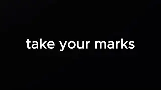 take your marks, 60m (swim start beep sound)
