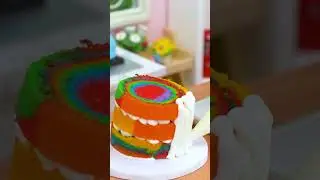 Cute Tiny Rainbow Cake 🌈🍰 #minicake #chocolatecake #tinyfood #cakevideo #shorts