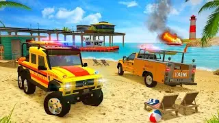 Coach Guard Firetruck Drive - Emergency Beach Patrol Simulator - Android Gameplay