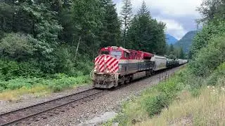 BC Rail Heritage Unit!!!! CN 356 (Mixed Train) @ Spuzzum BC Canada 22JUN25 ET44AC 3115 Leading