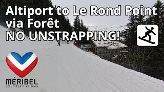 Snowboarding Les Trois Vall&eacute;es, M&eacute;ribel - Altiport area to Le Rond Point via For&ecirc;t w/out unstrapping