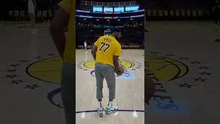 23 + 77 = 💯 - LeBron warms up in the Luka shirt!