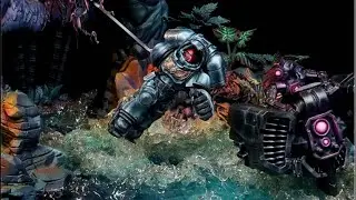 LIVE Warhammer 40k Painting &mdash; Step-by-Step Technique: Space Marines NMM and Sunset ambiance (OSL)