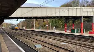 DRS 68002 (intrepid) and 68004 (rapid) passing through Lancaster station on the chemical train