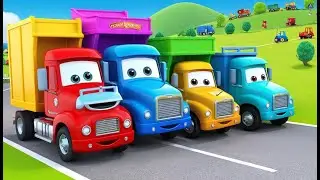 Five Little Trucks Roll Down the Hill | Funny and Fun Kids Nursery Rhyme Animation