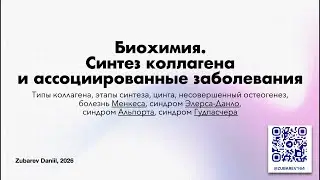 Биохимия. Коллаген: типы, этапы синтеза, патологии (для студентов-медиков)