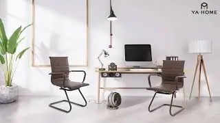 Wahson Chaise de Bureau en Similicuir avec Accoudoirs Chrom&eacute;s, Lot de 2