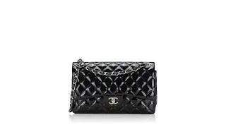 Chanel Patent Quilted Jumbo Classic Double Flap Bag Black