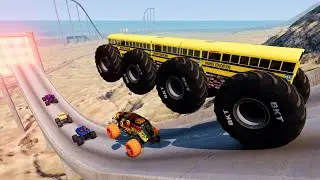 BmNG Ultra -  Epic High Speed monster trucks jumps stunts & crashes #055  | BeamNG Drive