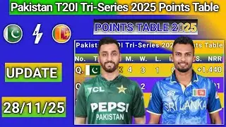 Pakistan T20I Tri-Series 2025 Points Table SL vs PAK Update 28/11/25