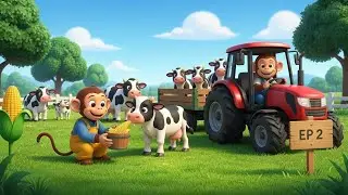 Monkey Farmer Fixes Tractor and Plows Beet Field - Farm Work |funny farm cartoon. Ep 2