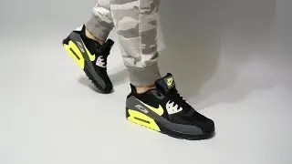 Nike Air Max 90 Essential  Dark Grey Volt Black AJ1285-015 on feet