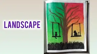 Aesthetic Landscape Painting with Tree & Swing | Easy Art for Beginners #prernartwork #youtube 