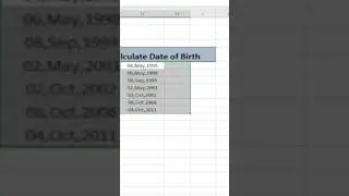 Calculate date of birth in excel || ms excel || short video