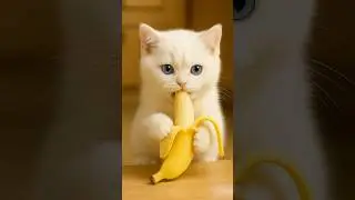 Cat Eats Banana Like a Human 😂 Cream Can&rsquo;t Stop! #shorts  #cutecats #kitten