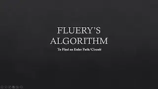 Fluery's Algorithm to find Eulerian Path/Circuit  | DSA
