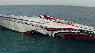 Chief Powerboats 42 Platinum Warrior Top Down Drone Fly By Lake St Clair Michigan ILMOR 725 V10's
