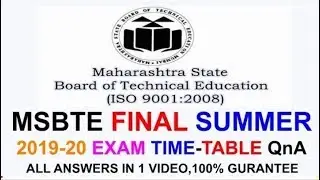[Hindi]MSBTE  Final Summer 2019 Exam Time-Table Declared in Hindi