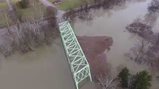 Phantom 3 flying over Blairsville PA,  flooded out bridge