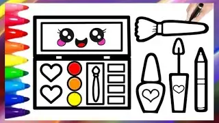 How to draw and paint easy makeup tools for kids
