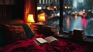 Warm Cozy Bedroom at Night 🌧️ Rain on the Window for Sleep, Anxiety Relief & Peaceful Rest