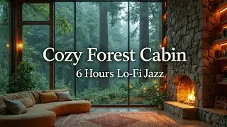 6 Hours Cozy Forest Cabin 🌲 Lofi Jazz for Relax, Study & Focus | Nature Fireplace Ambience