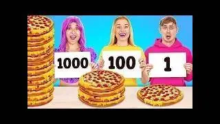 100 LAPIS MAKANAN TAK TERKENDALI! || Raksasa vs Mini Selama 24 Jam