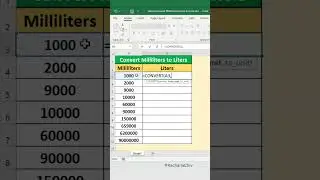 How to Convert Milliliters(mL) to Liters(L) in Excel #excel #shorts