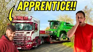 ПЕРЕВОЗКА ОГРОМНОГО КОМБАЙНА С 21-ЛЕТНИМ УЧЕНИКОМ | #truckertim