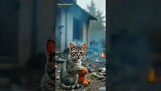 Cat in Ruins | Burnt Home Memories | Sad Cat Video 😿🏚️ #cute #emotional #cat #catshorts #sadcat