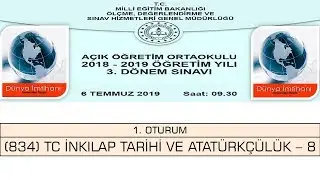 2019 / 3. DÖNEM / AÇIK ÖĞRETİM ORTAOKULU / TC İNKILAP TARİHİ VE ATATÜRKÇÜLÜK