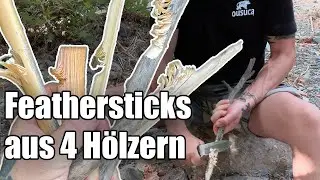 Feathersticks schnitzen aus 4 verschiedenen Hölzern